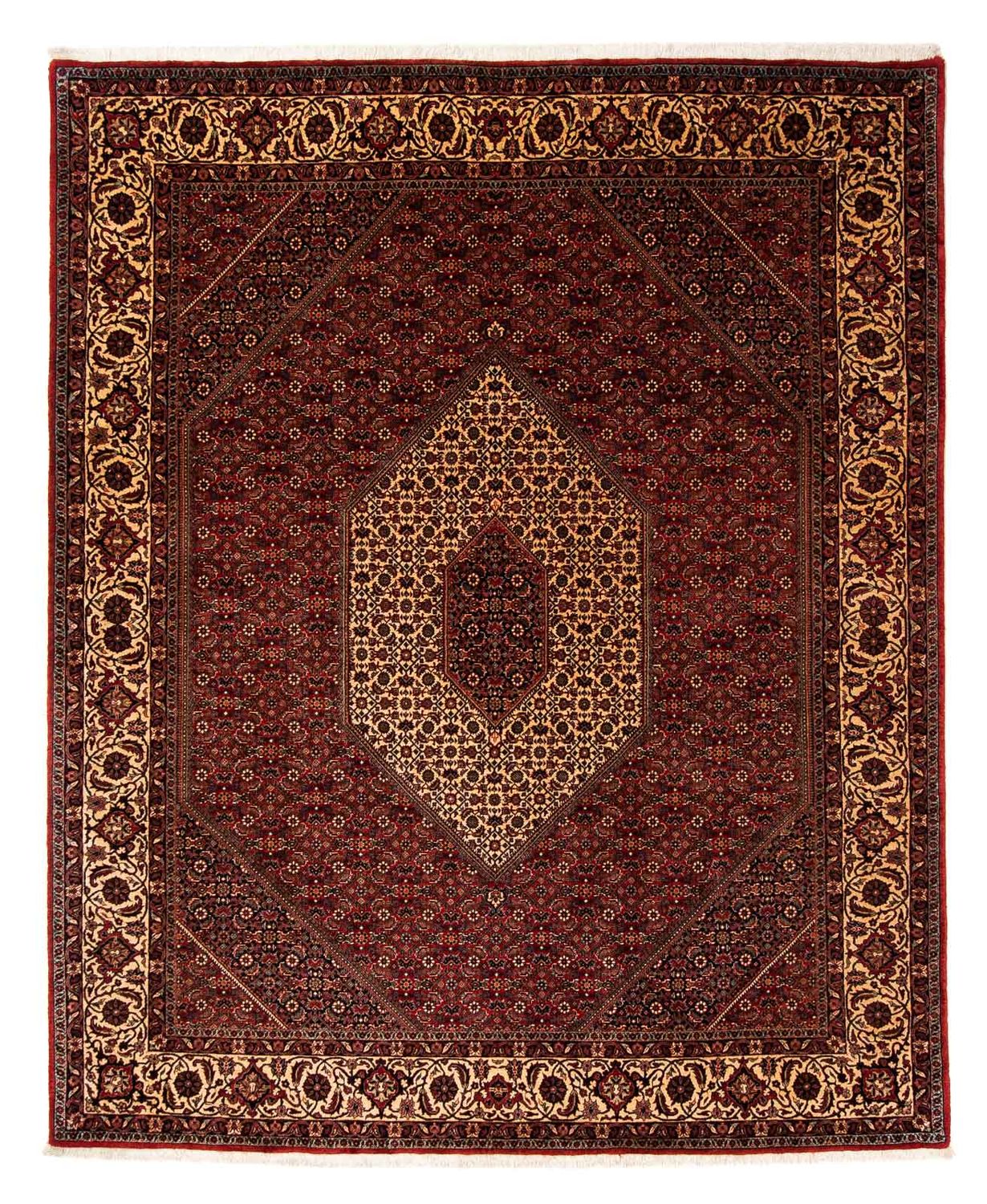 Persisk tæppe - Bijar - 255 x 205 cm - mørkerød