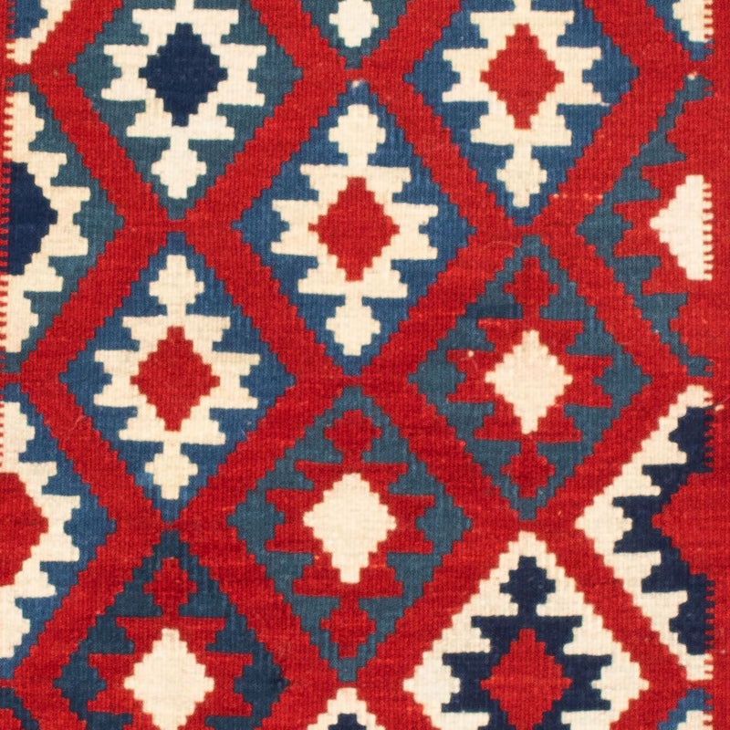 Kelim-tæppe - orientalsk firkantet  - 104 x 103 cm - mørkerød