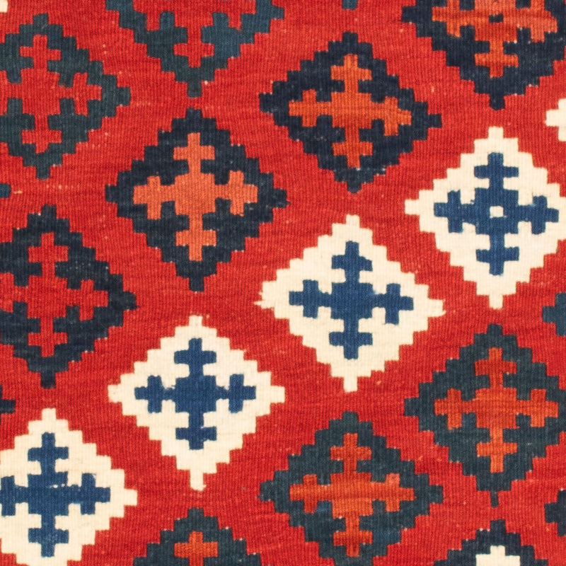 Kelim-tæppe - orientalsk firkantet  - 104 x 102 cm - mørkerød