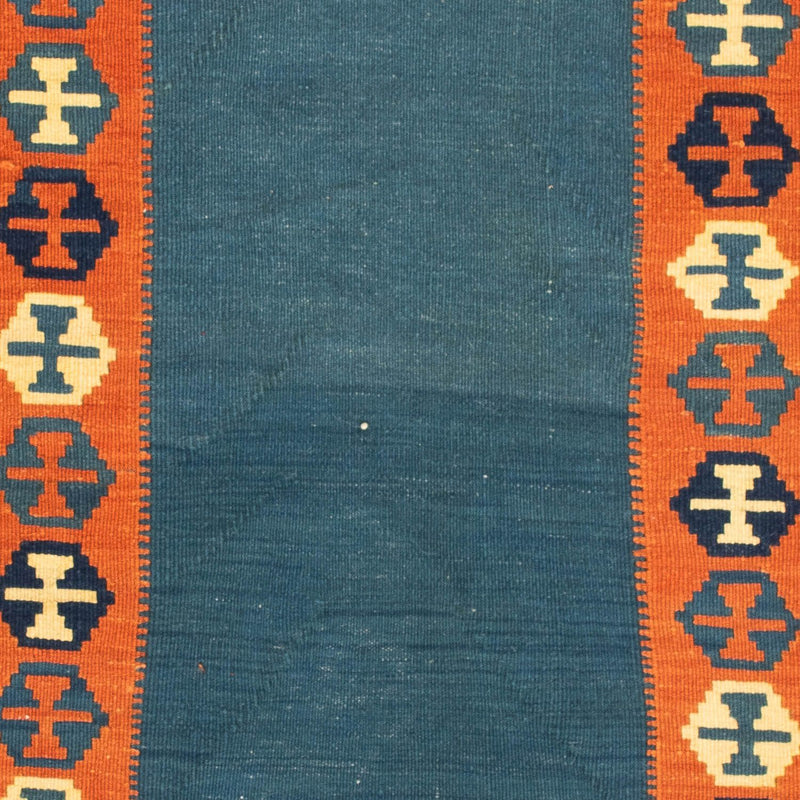 Kelim-tæppe - orientalsk firkantet  - 102 x 102 cm - mørkeblå