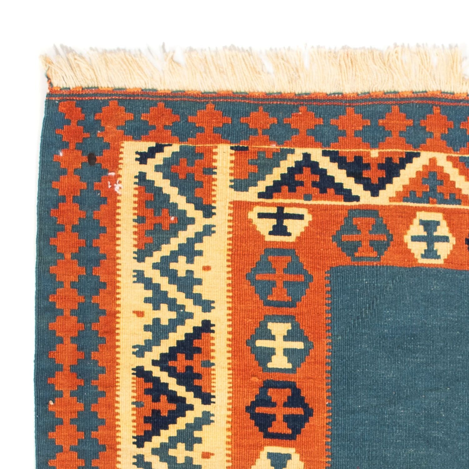 Kelim-tæppe - orientalsk firkantet  - 102 x 102 cm - mørkeblå