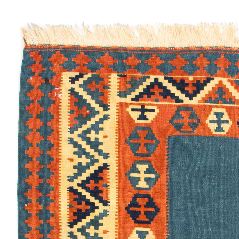 Kelim-tæppe - orientalsk firkantet  - 102 x 102 cm - mørkeblå