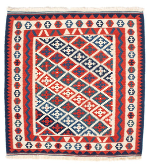 Kelim-tæppe - orientalsk firkantet  - 104 x 100 cm - flerfarvet