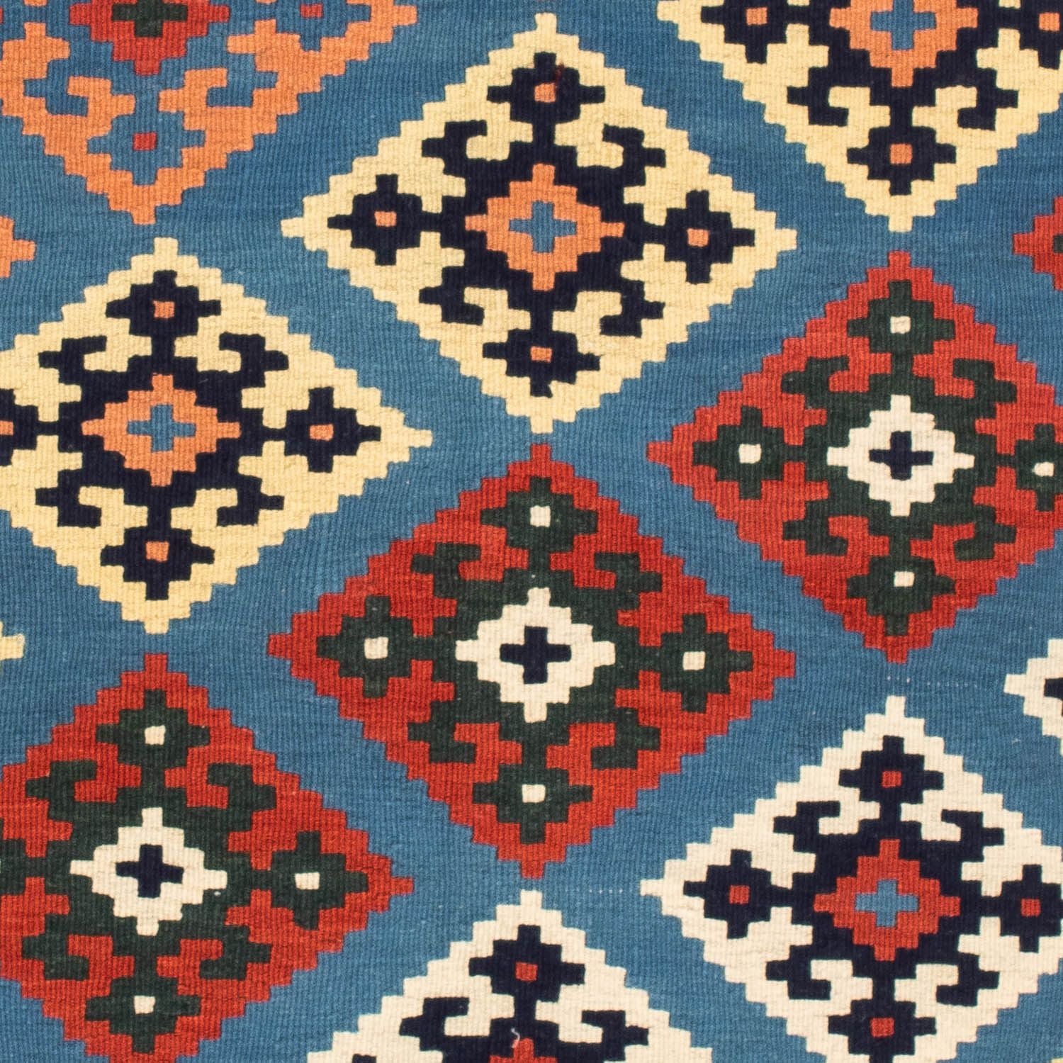 Kelim-tæppe - orientalsk firkantet  - 104 x 100 cm - mørkeblå