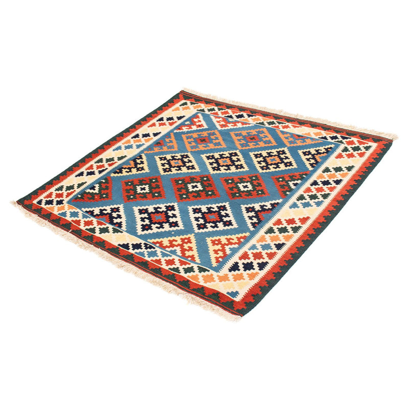 Kelim-tæppe - orientalsk firkantet  - 104 x 100 cm - mørkeblå