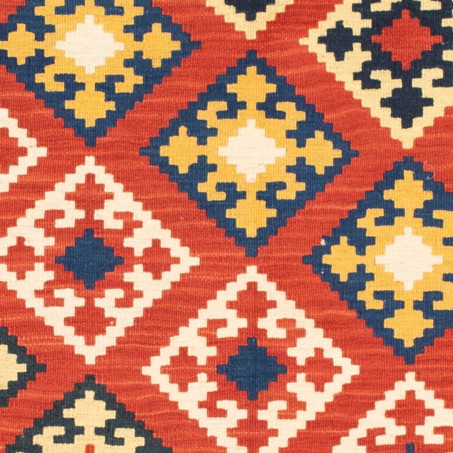 Kelim-tæppe - orientalsk firkantet  - 103 x 102 cm - mørkerød