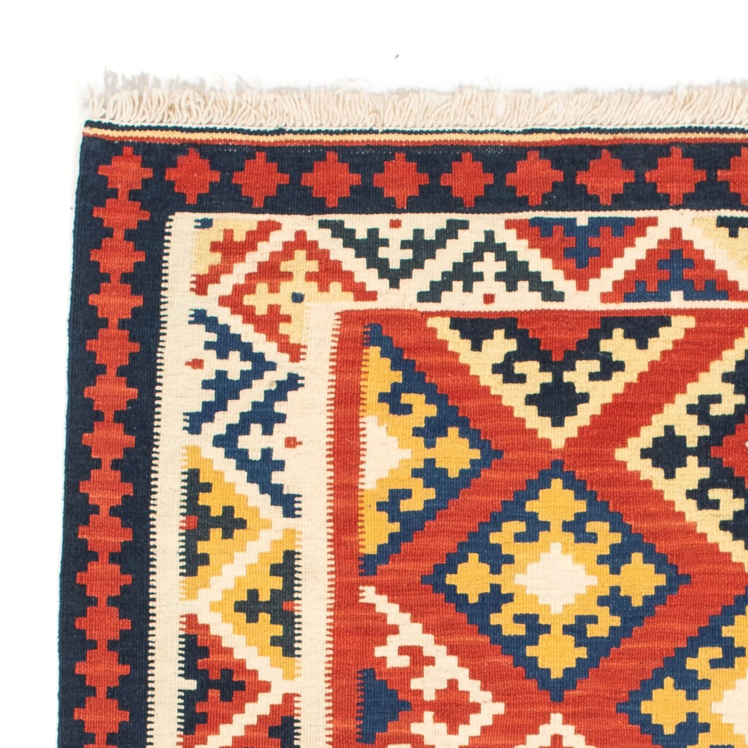 Kelim-tæppe - orientalsk firkantet  - 103 x 102 cm - mørkerød