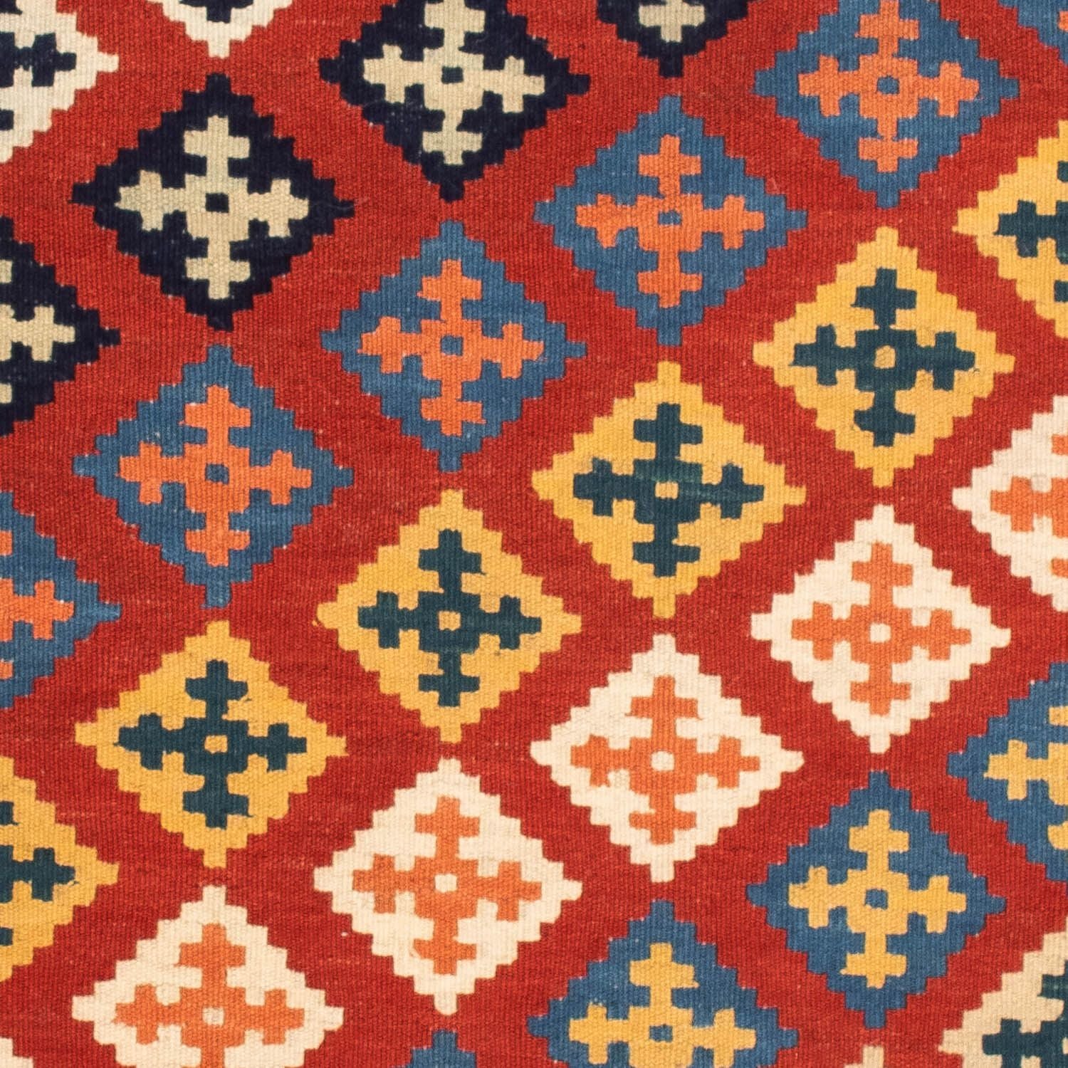 Kelim-tæppe - orientalsk firkantet  - 105 x 103 cm - mørkerød