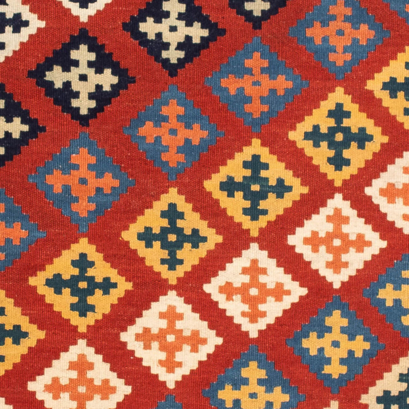 Kelim-tæppe - orientalsk firkantet  - 105 x 103 cm - mørkerød