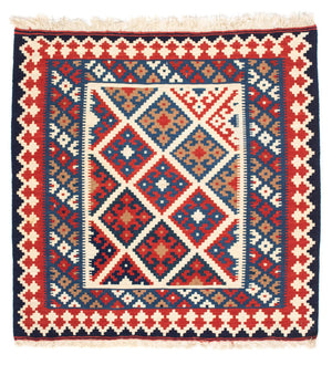 Kelim-tæppe - orientalsk firkantet  - 103 x 100 cm - flerfarvet
