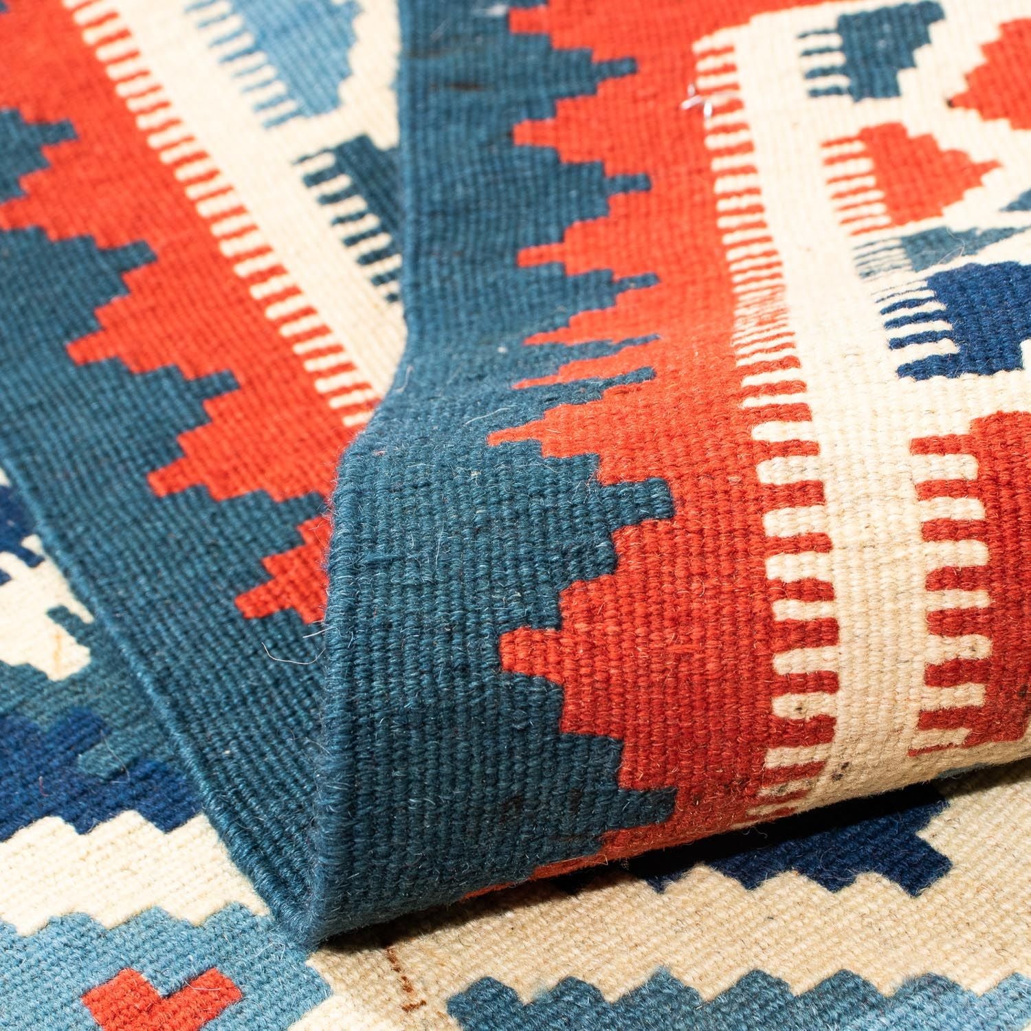 Kelim-tæppe - orientalsk firkantet  - 100 x 100 cm - beige