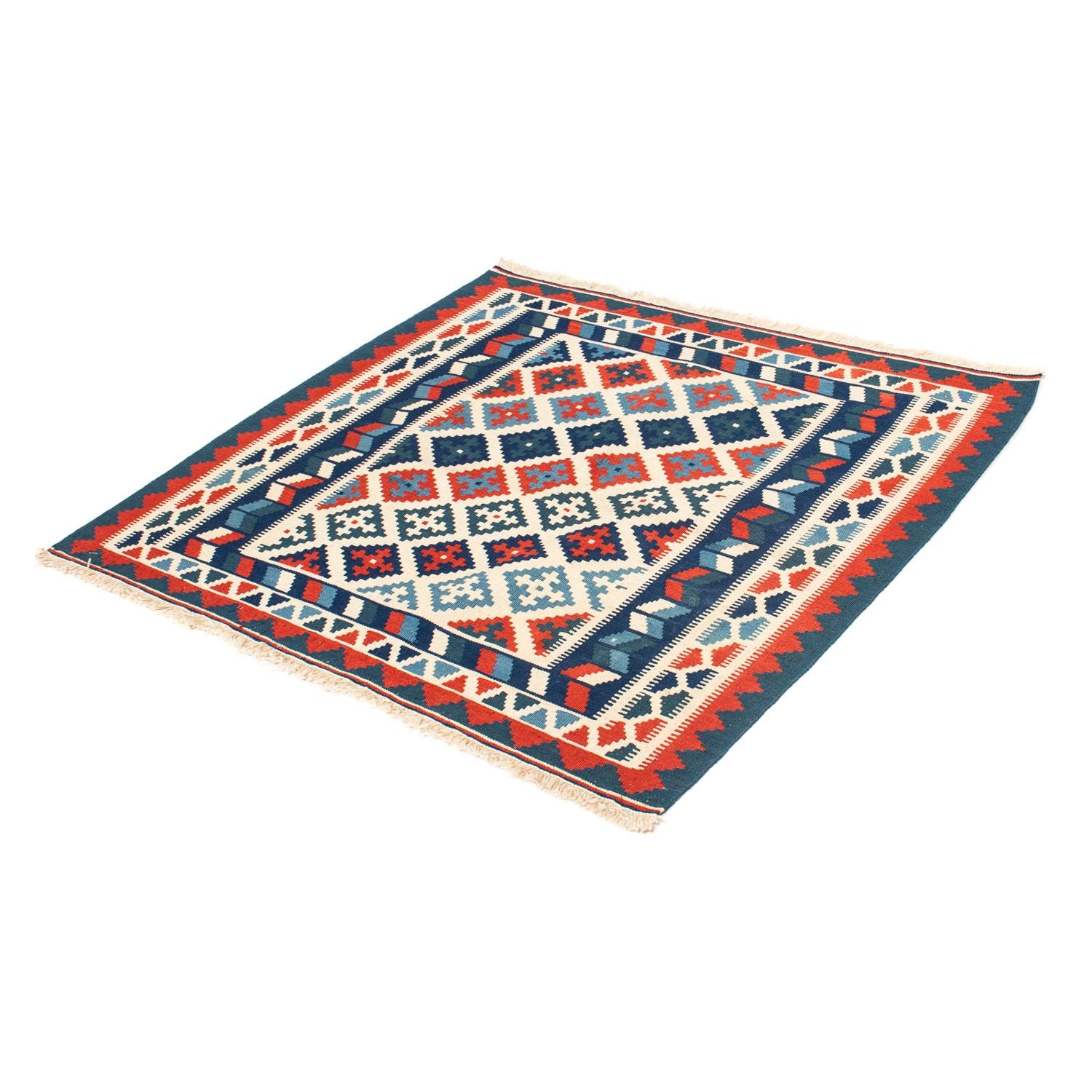 Kelim-tæppe - orientalsk firkantet  - 100 x 100 cm - beige