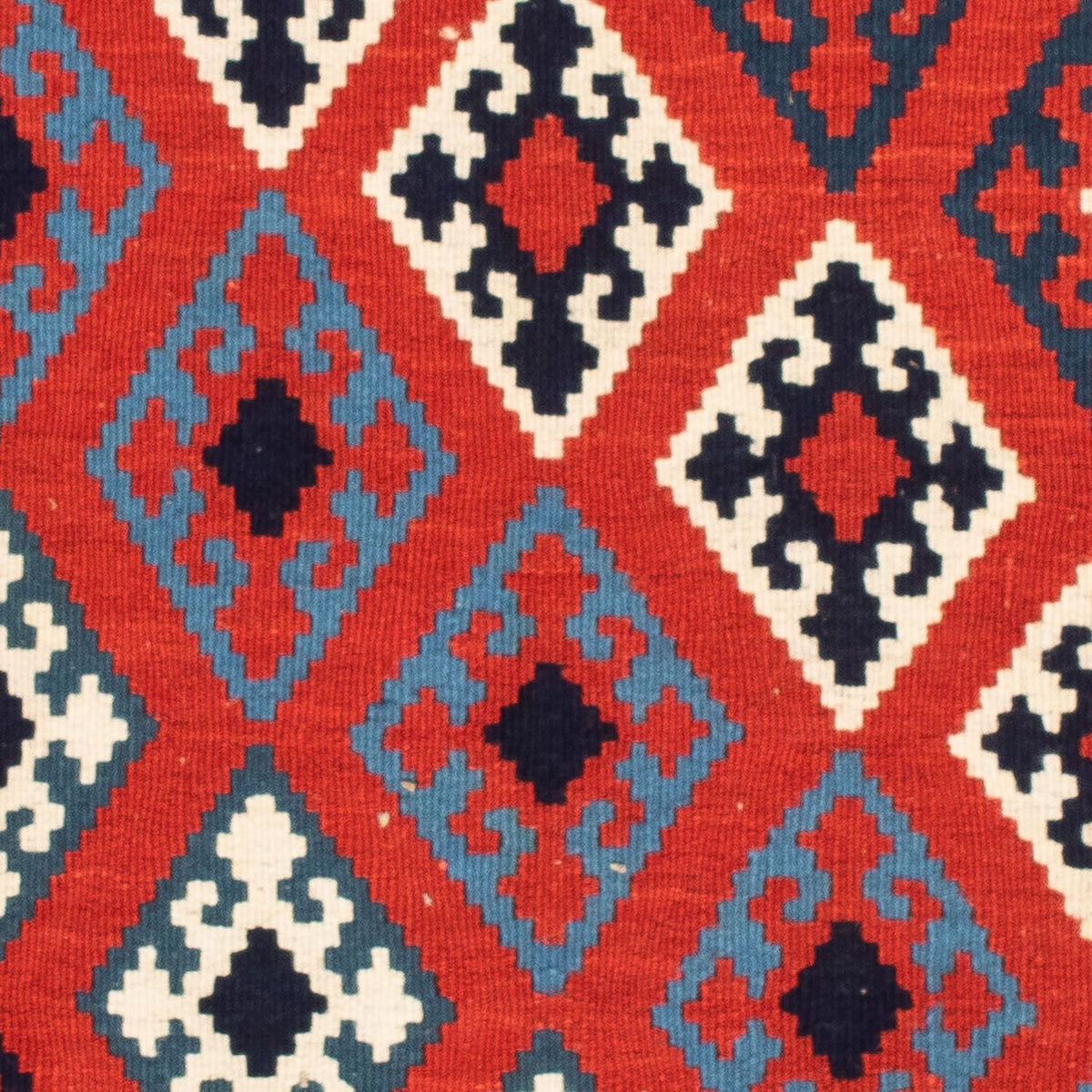 Kelim-tæppe - orientalsk firkantet  - 104 x 103 cm - mørkerød