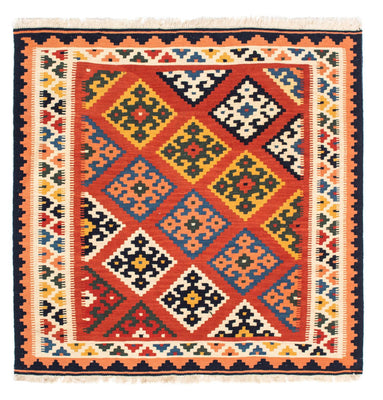 Kelim-tæppe - orientalsk firkantet  - 106 x 104 cm - rød