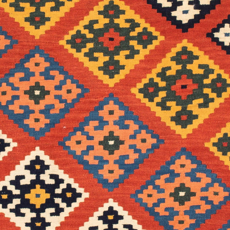 Kelim-tæppe - orientalsk firkantet  - 106 x 104 cm - rød