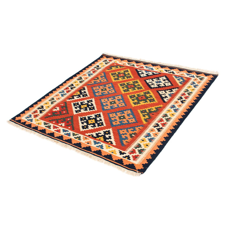 Kelim-tæppe - orientalsk firkantet  - 106 x 104 cm - rød