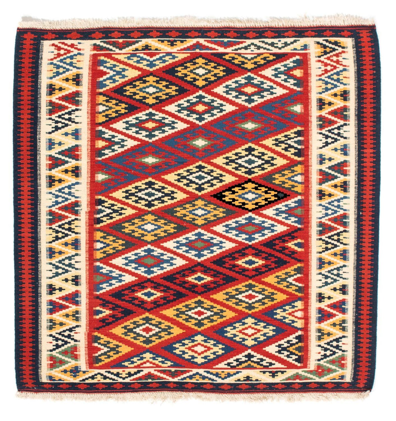 Kelim-tæppe - orientalsk firkantet  - 104 x 103 cm - flerfarvet