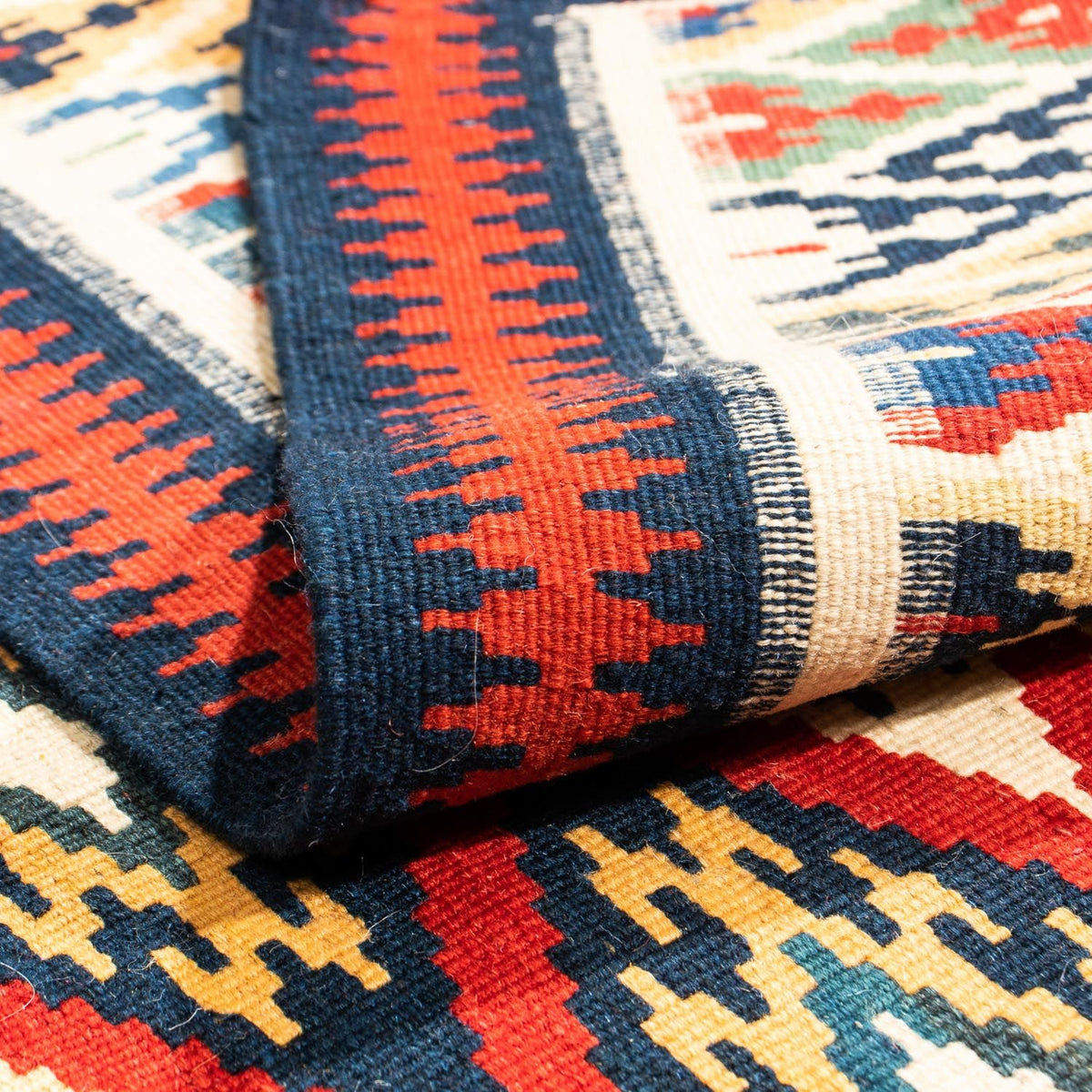 Kelim-tæppe - orientalsk firkantet  - 104 x 103 cm - flerfarvet