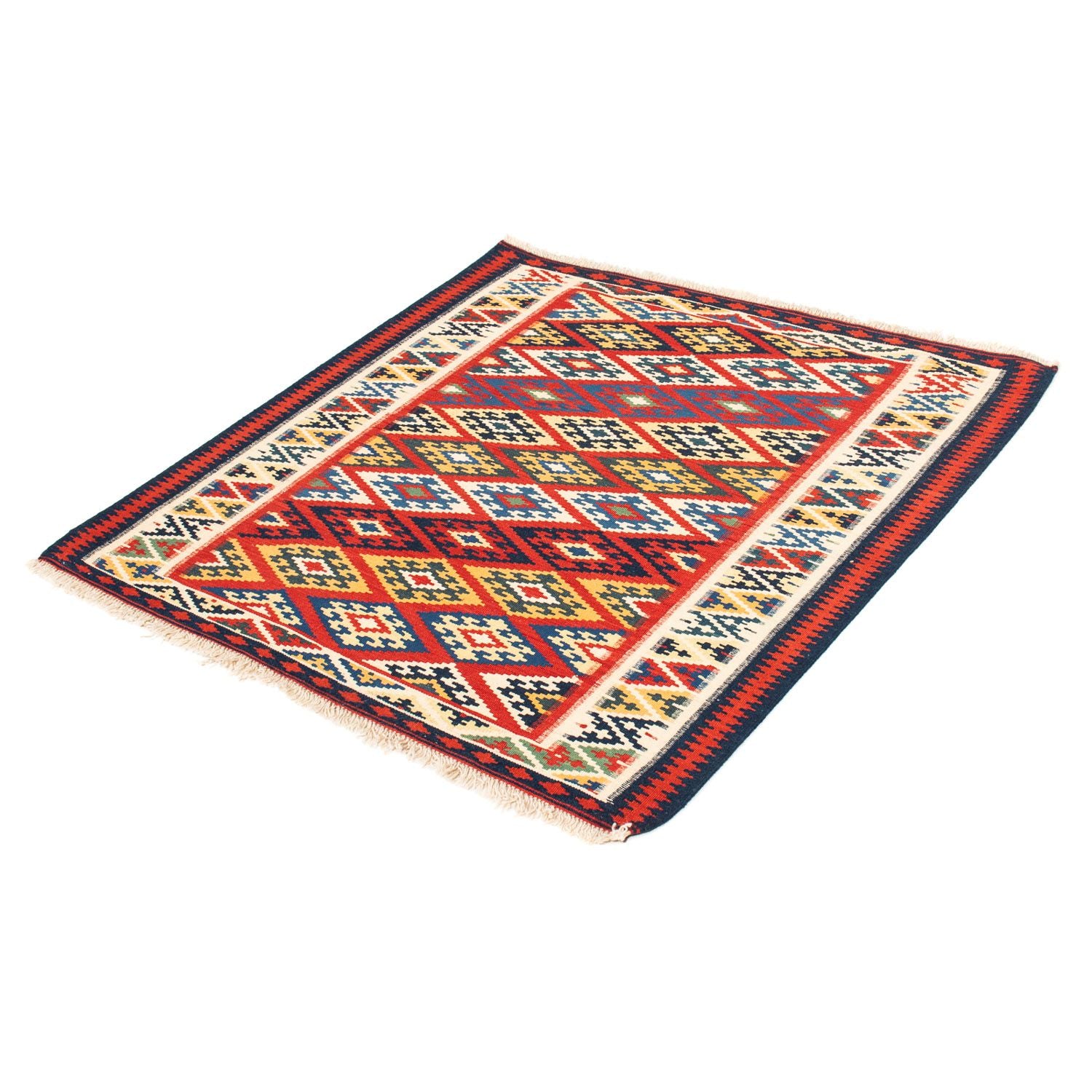 Kelim-tæppe - orientalsk firkantet  - 104 x 103 cm - flerfarvet