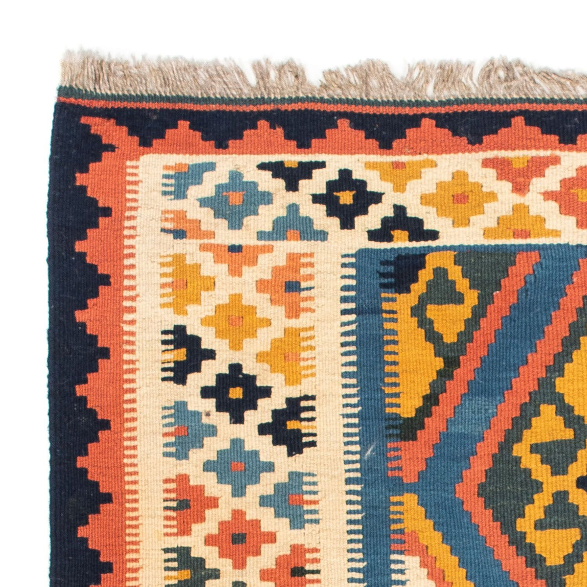 Kelim-tæppe - orientalsk firkantet  - 103 x 100 cm - blå