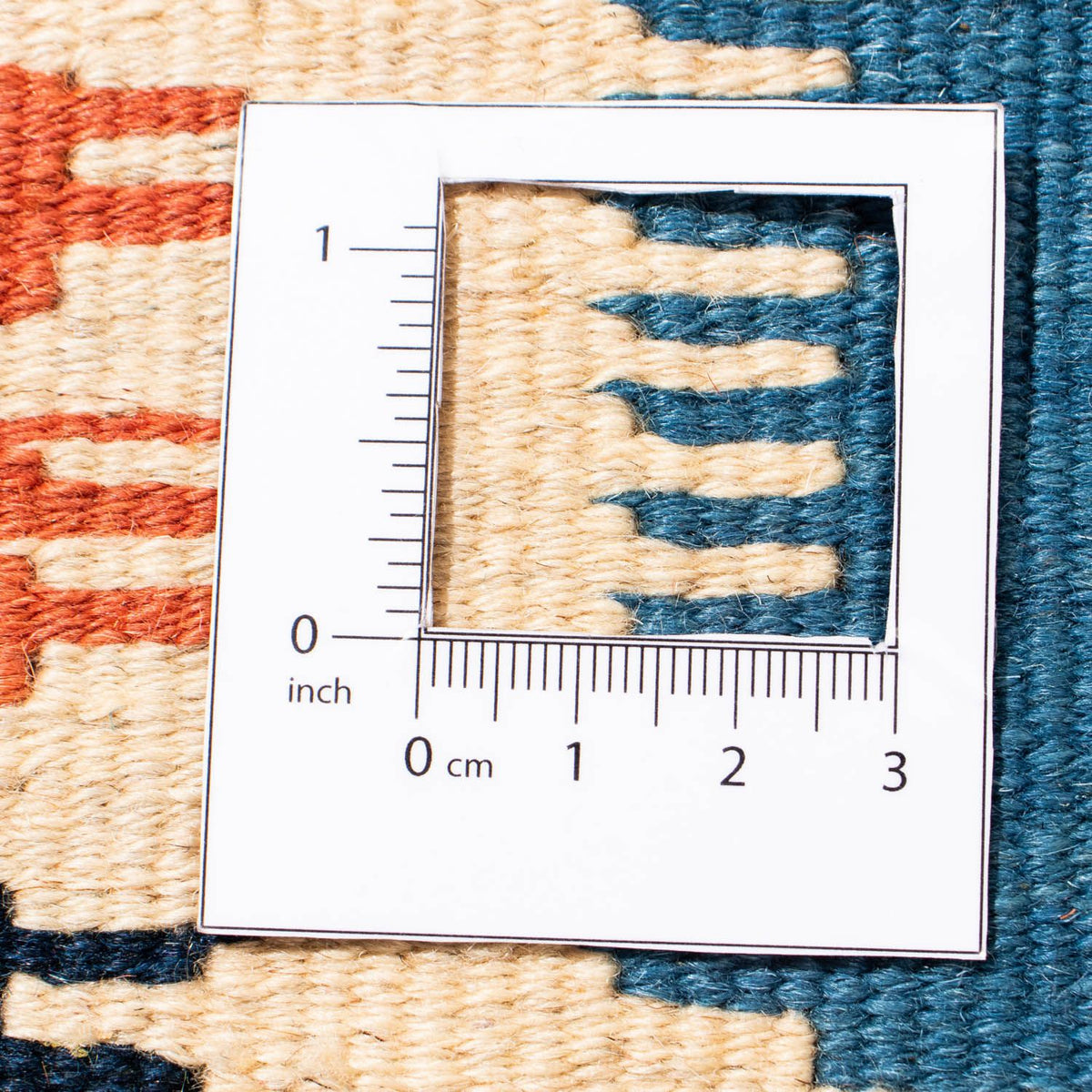 Kelim-tæppe - orientalsk firkantet  - 103 x 100 cm - blå