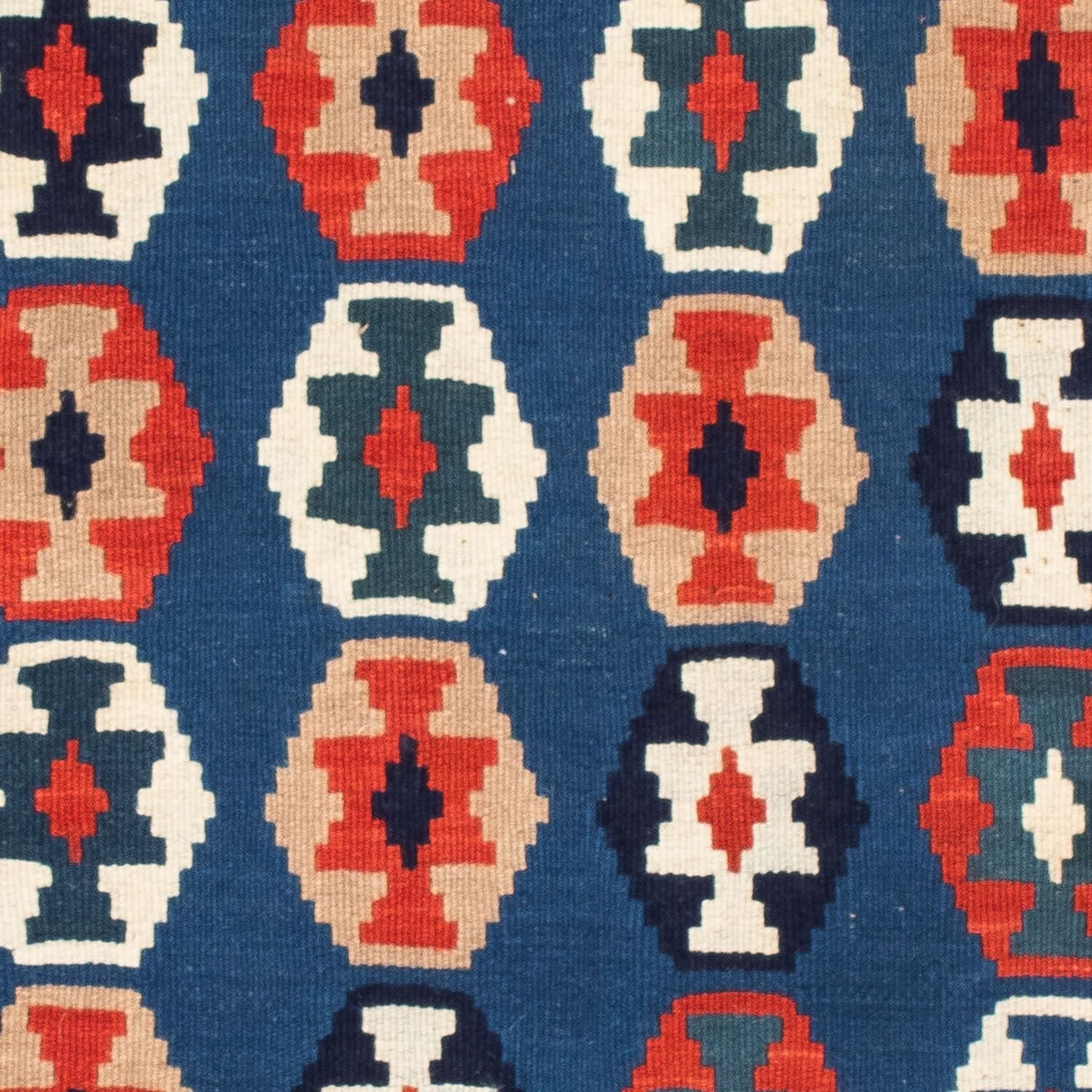 Kelim-tæppe - orientalsk firkantet  - 103 x 102 cm - mørkeblå