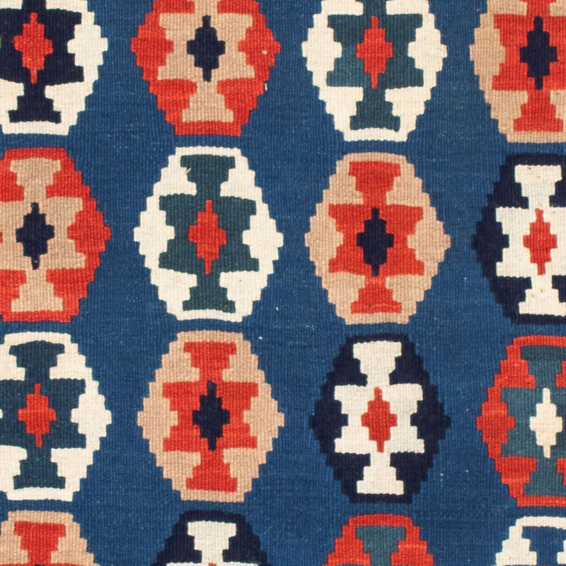 Kelim-tæppe - orientalsk firkantet  - 103 x 102 cm - mørkeblå