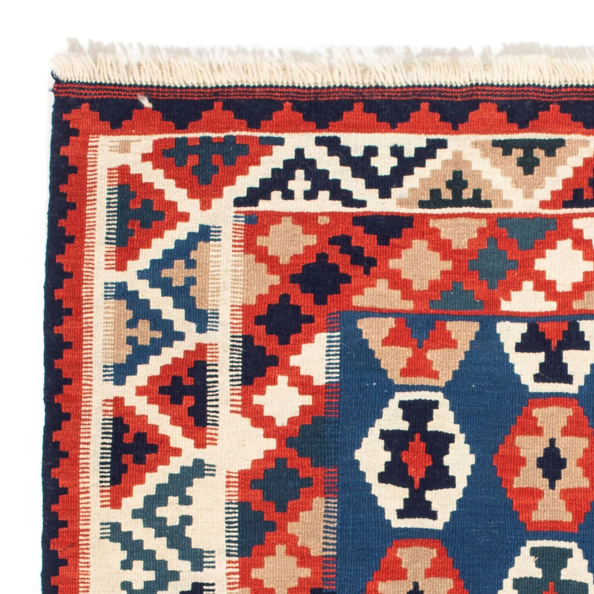 Kelim-tæppe - orientalsk firkantet  - 103 x 102 cm - mørkeblå