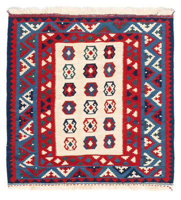 Kelim-tæppe - orientalsk firkantet  - 100 x 100 cm - beige