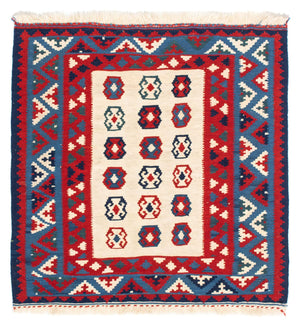 Kelim-tæppe - orientalsk firkantet  - 100 x 100 cm - beige