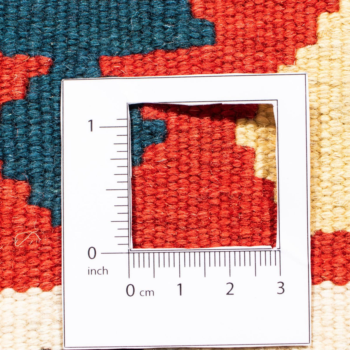 Kelim-tæppe - orientalsk firkantet  - 100 x 97 cm - rød