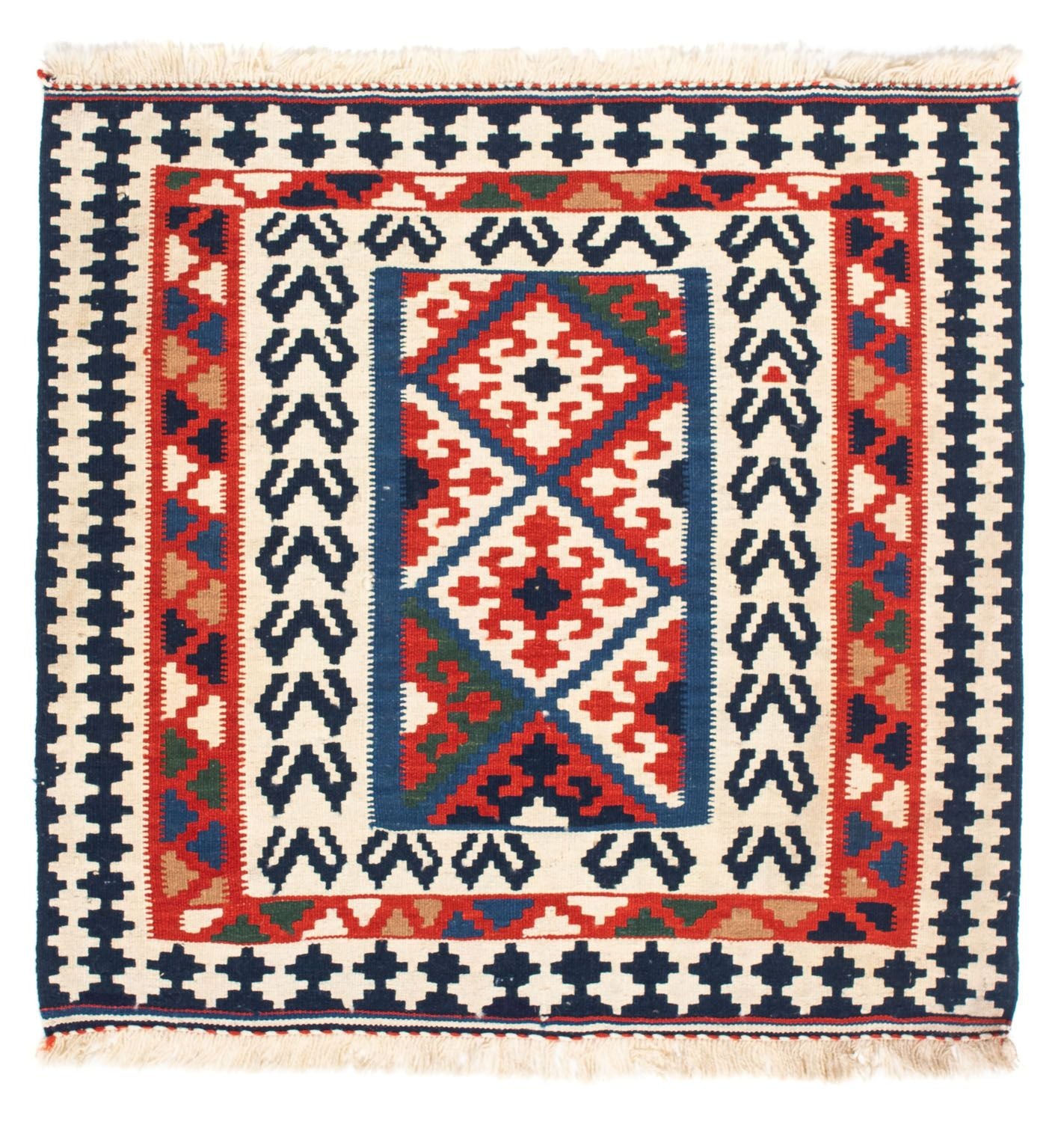 Kelim-tæppe - orientalsk firkantet  - 102 x 96 cm - flerfarvet