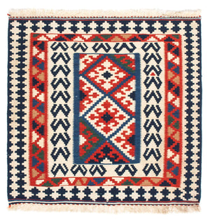 Kelim-tæppe - orientalsk firkantet  - 102 x 96 cm - flerfarvet