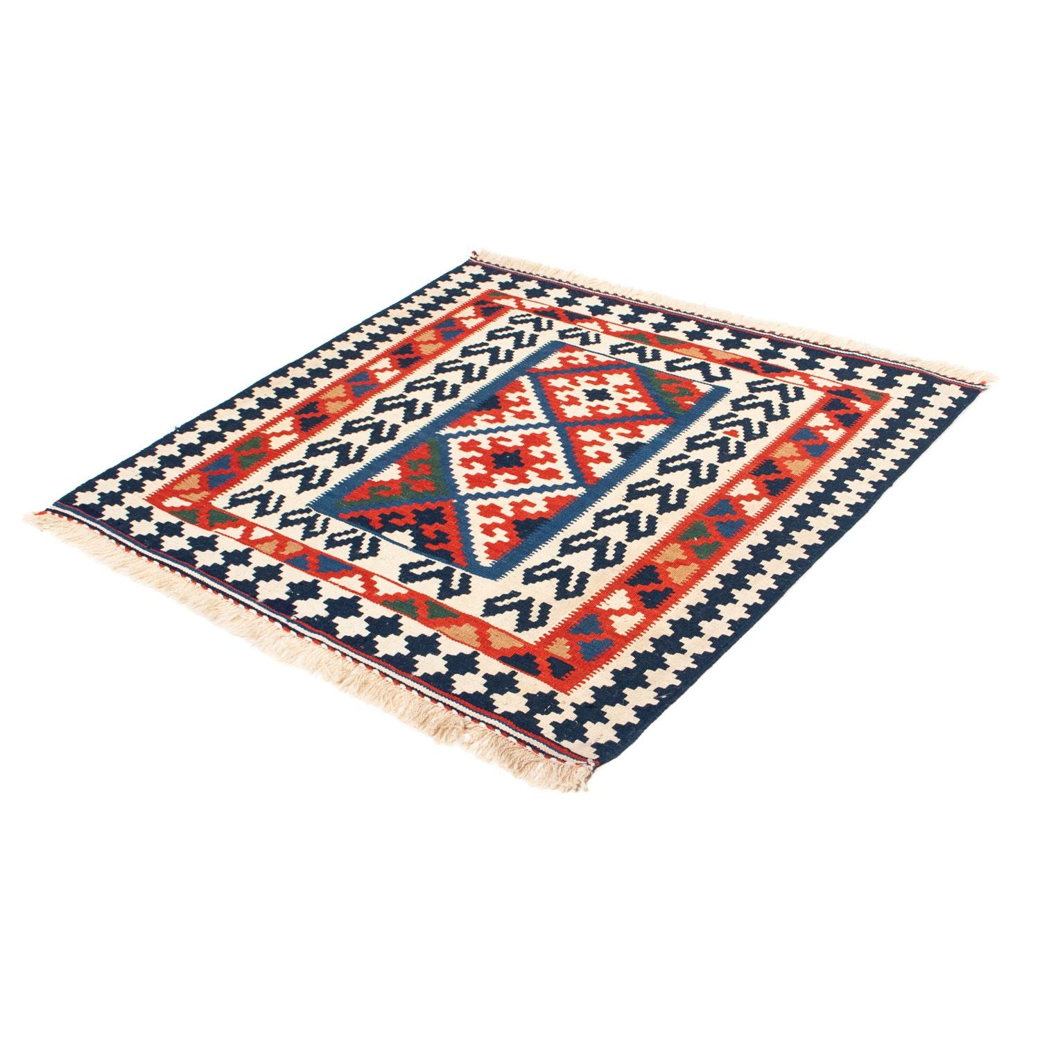 Kelim-tæppe - orientalsk firkantet  - 102 x 96 cm - flerfarvet