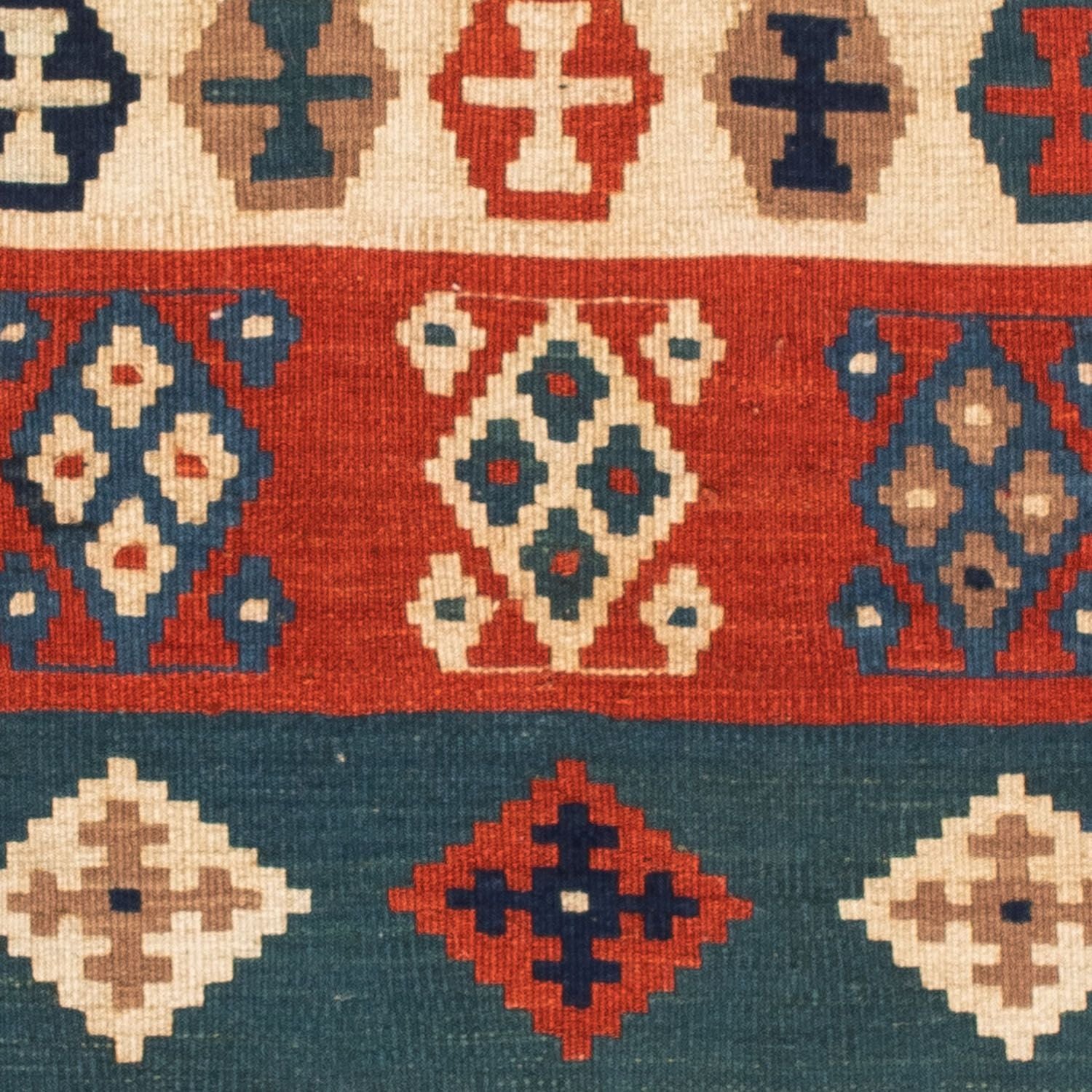 Kelim-tæppe - orientalsk firkantet  - 102 x 100 cm - blå