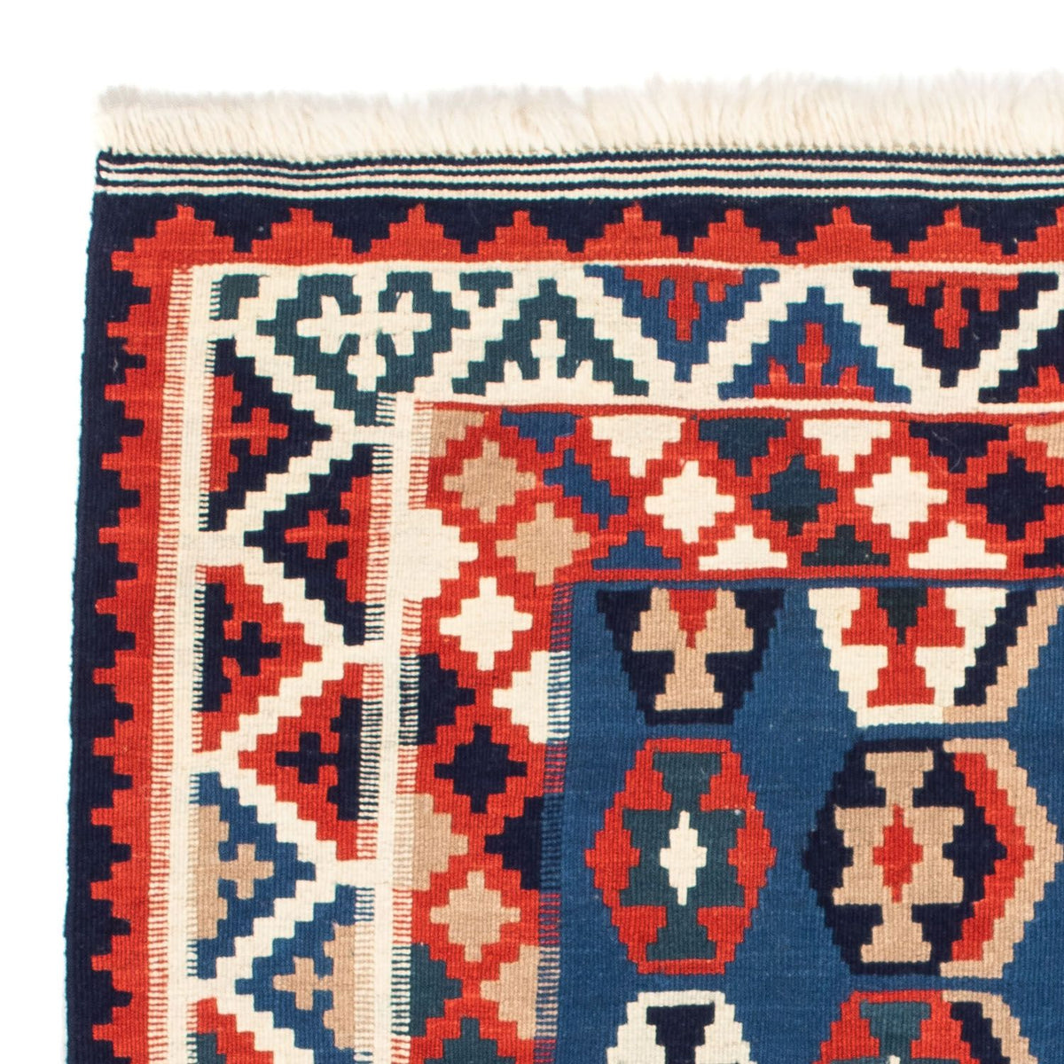 Kelim-tæppe - orientalsk firkantet  - 105 x 105 cm - mørkeblå