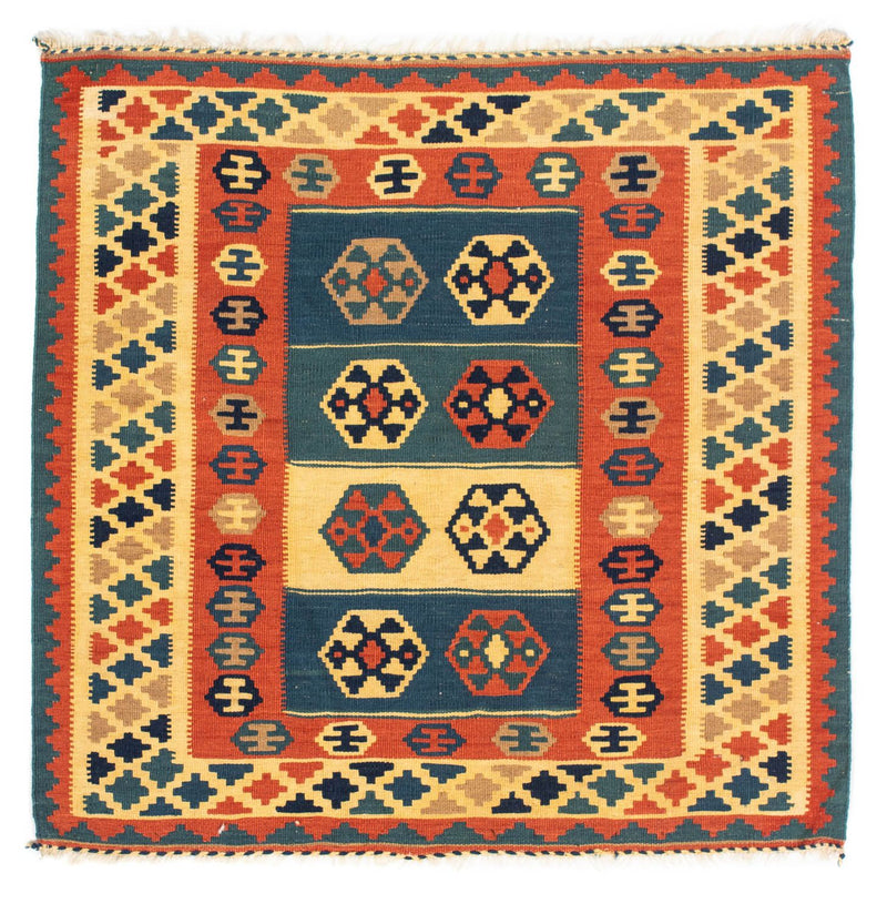 Kelim-tæppe - orientalsk firkantet  - 100 x 100 cm - flerfarvet