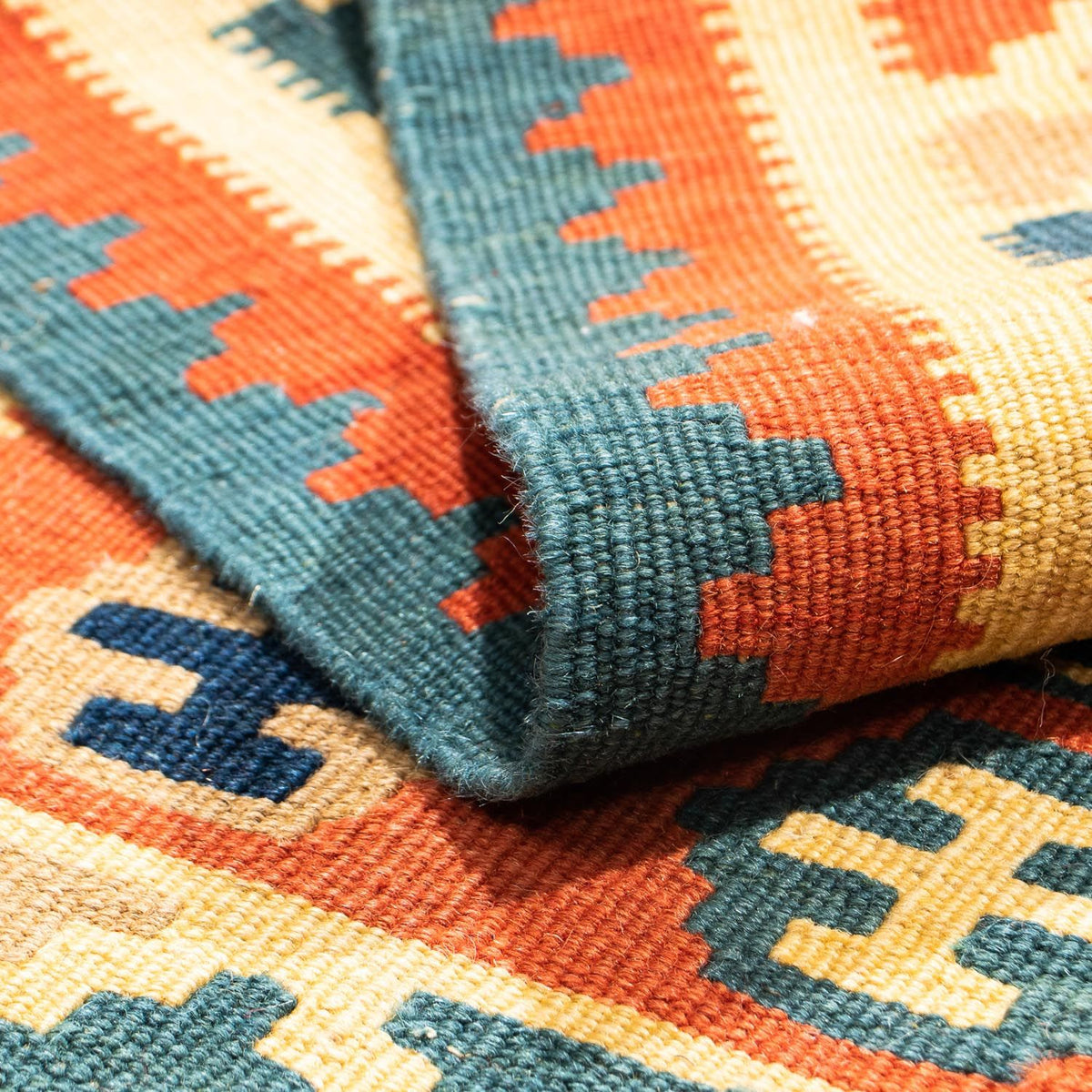 Kelim-tæppe - orientalsk firkantet  - 100 x 100 cm - flerfarvet