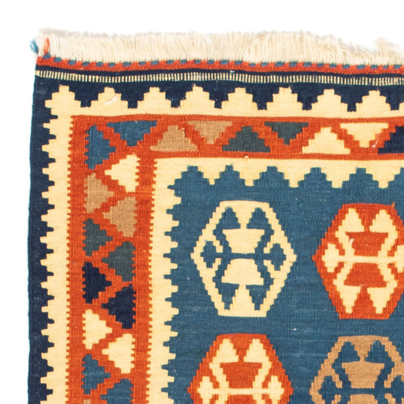 Kelim-tæppe - orientalsk firkantet  - 102 x 95 cm - mørkeblå