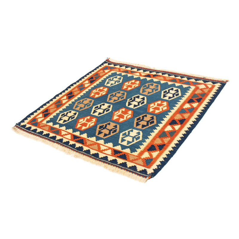 Kelim-tæppe - orientalsk firkantet  - 102 x 95 cm - mørkeblå