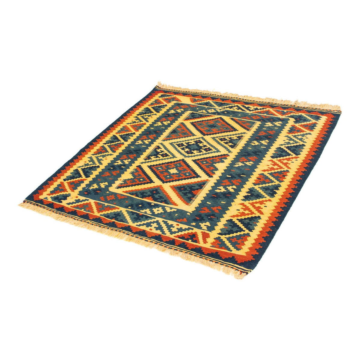Kelim-tæppe - orientalsk firkantet  - 102 x 101 cm - flerfarvet