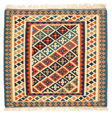 Kelim-tæppe - orientalsk firkantet  - 107 x 101 cm - beige