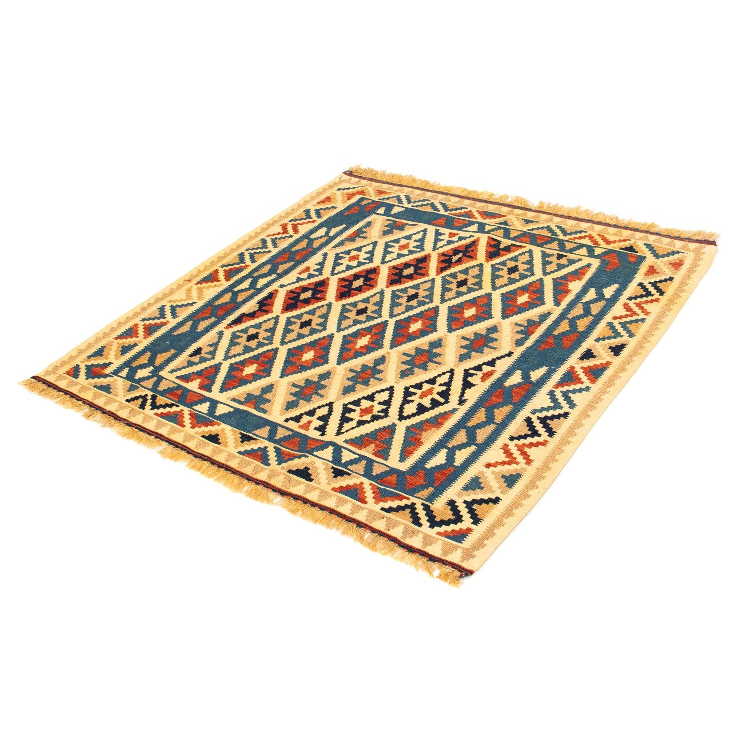 Kelim-tæppe - orientalsk firkantet  - 105 x 102 cm - flerfarvet