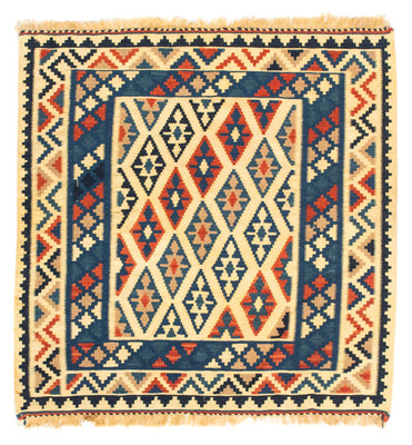 Kelim-tæppe - orientalsk firkantet  - 100 x 100 cm - beige