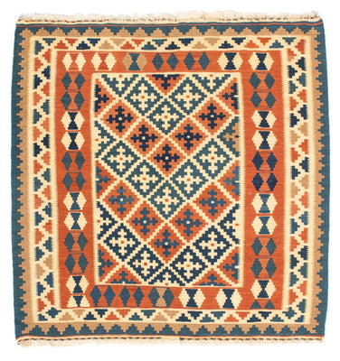 Kelim-tæppe - orientalsk firkantet  - 105 x 103 cm - orange