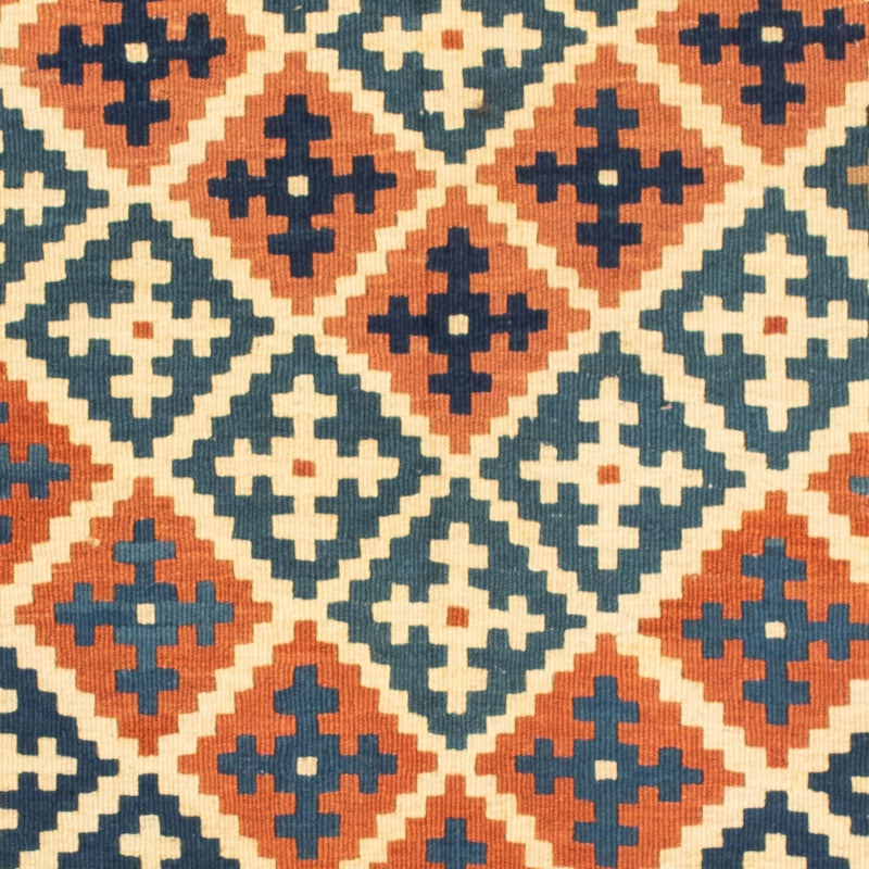 Kelim-tæppe - orientalsk firkantet  - 105 x 103 cm - orange