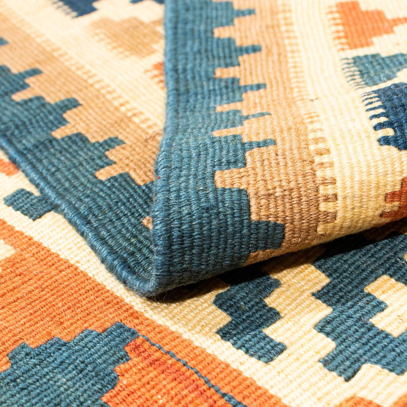 Kelim-tæppe - orientalsk firkantet  - 105 x 103 cm - orange