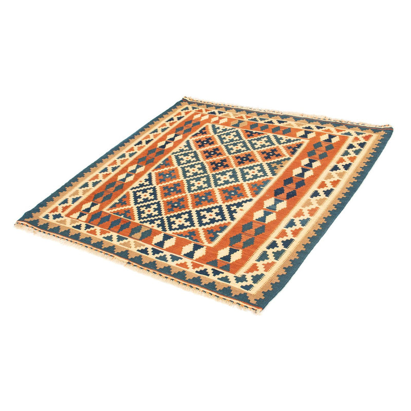 Kelim-tæppe - orientalsk firkantet  - 105 x 103 cm - orange