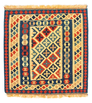 Kelim-tæppe - orientalsk firkantet  - 105 x 102 cm - flerfarvet