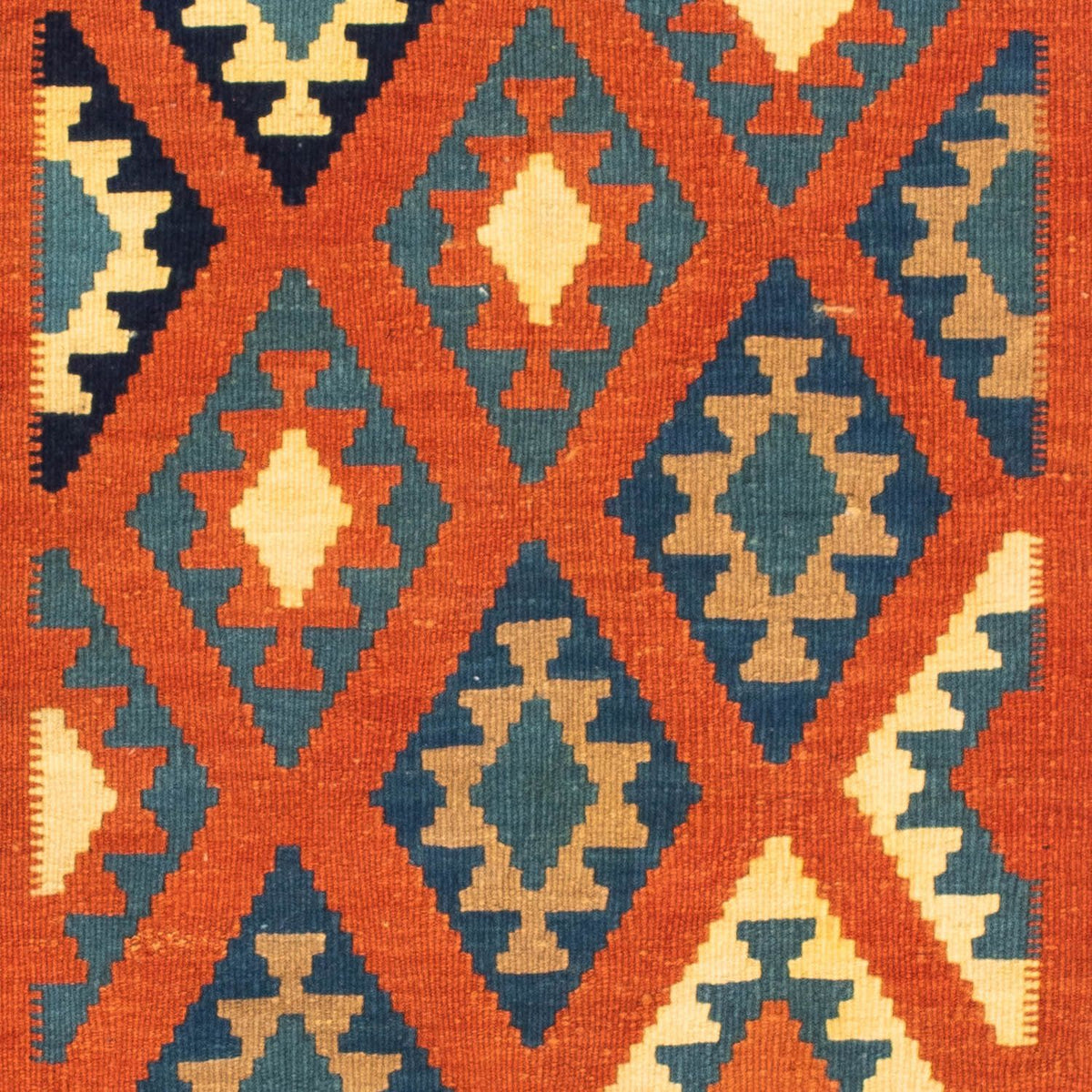 Kelim-tæppe - orientalsk firkantet  - 103 x 103 cm - rust